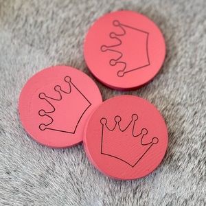 WISTERIA Coral Pink Princess Crown Wooden Token Set for Games, Crafts, Party